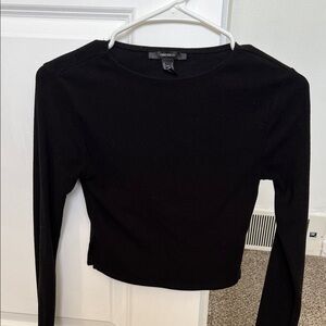 Forever 21 Black Ribbed Long Sleeve Top